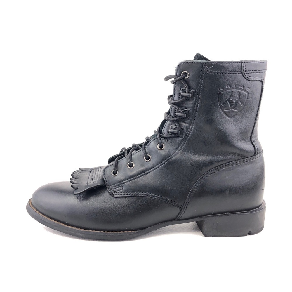 Ariat Heritage Lacer Black Leather Western Ankle Boots 7